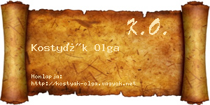 Kostyák Olga névjegykártya