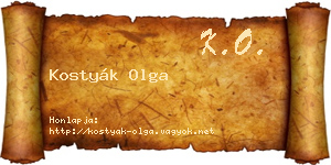 Kostyák Olga névjegykártya